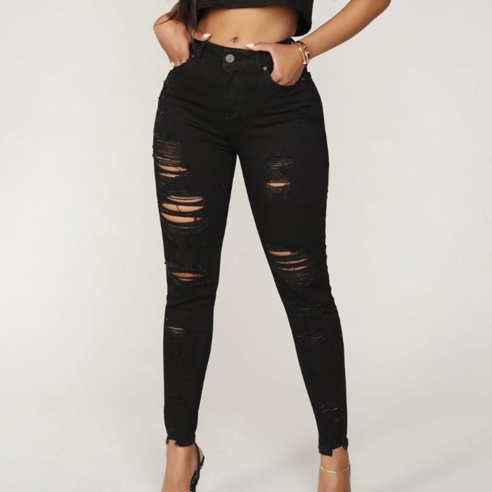 Fashion Nova High Rise Distressed Skinny Jeans